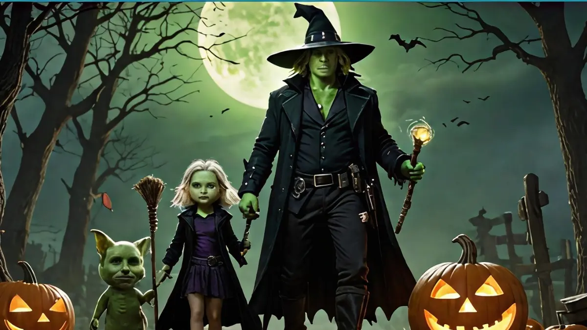 Wicked Part 2 trailer Halloween fantasy scene with Elphaba and Glinda in Oz