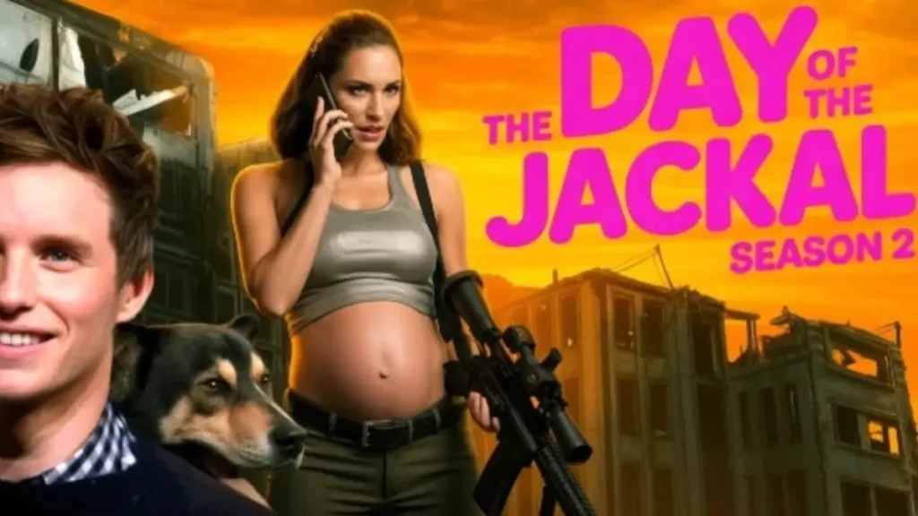 The Day of the Jackal Season 2 official poster featuring Eddie Redmayne as the Jackal and Lashana Lynch as Bianca Pullman