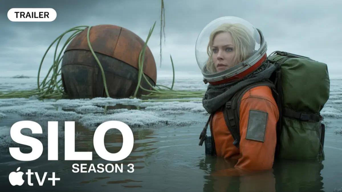 "Juliette Nichols wearing a protective suit inside the underground Silo from Apple TV's Silo series."